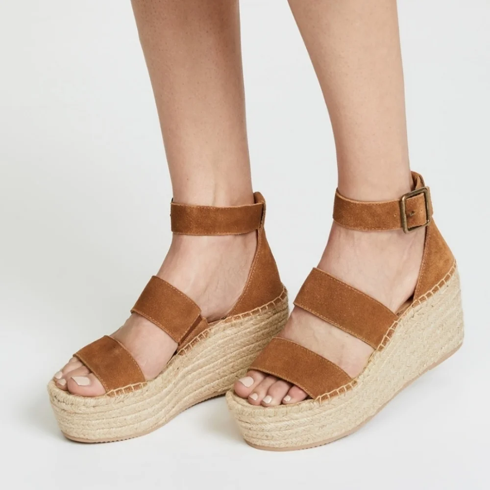 Soludos Brown Suede Espadrille Platform Sandals